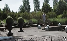 On the Railings  A steamy porn movie featuring women having sex with each other while being held onto by men